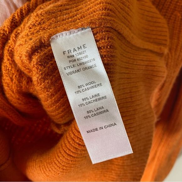 FRAME voluminous puff sleeve wool sweater cashmere long sleeve turtleneck medium - Picture 5 of 6